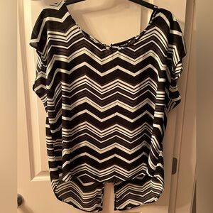 Torrid Black and light blue Chevron Top